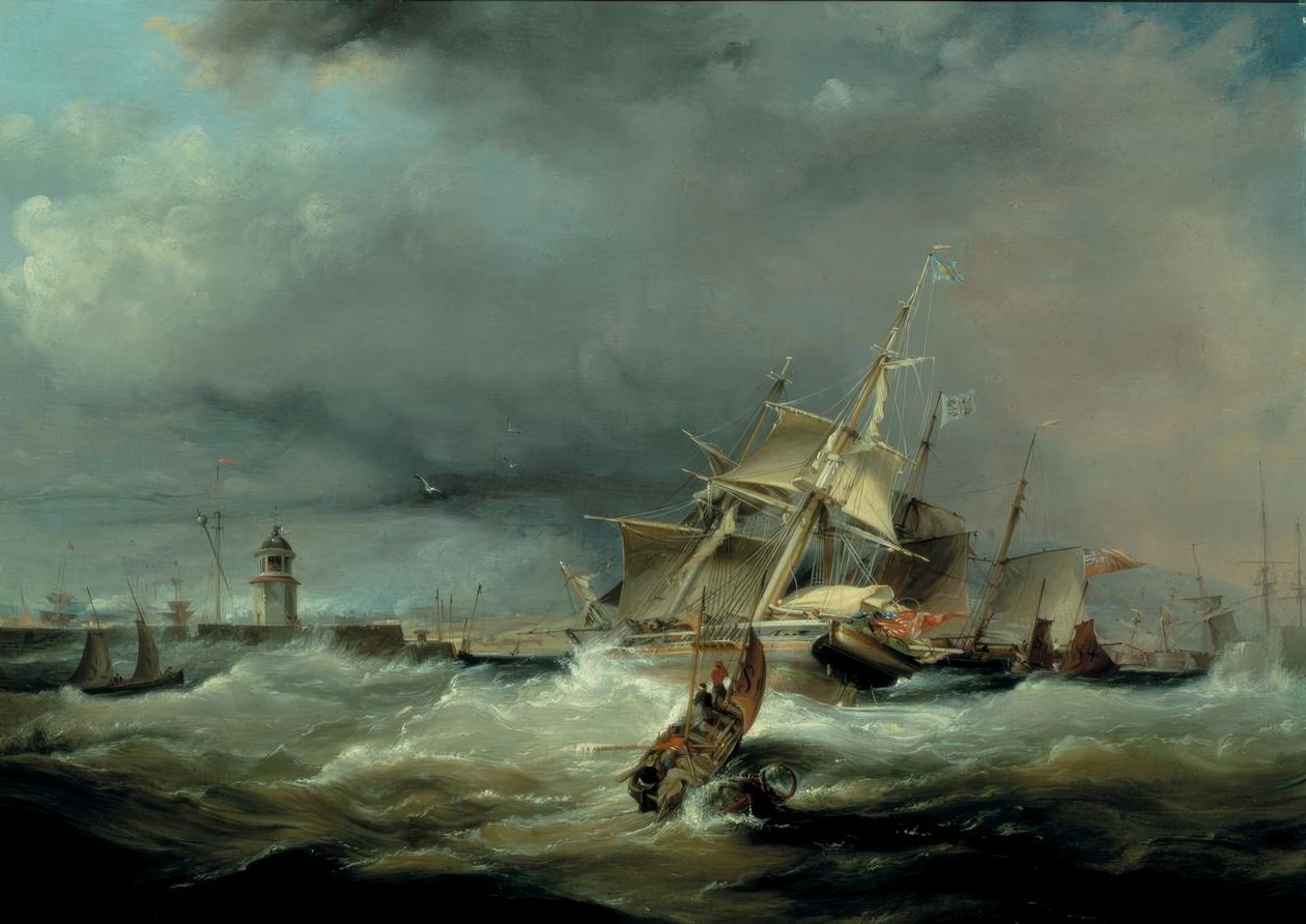 Swansea Harbour için çalışan bir Amerikan Paketi by George Chambers