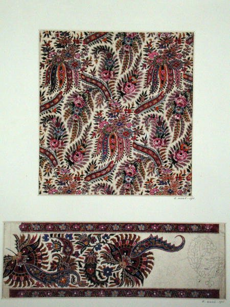 Paisley Şallar için Kumaş Tasarımları, c.1871 (kağıt üzerine guaj) by George Charles Haite