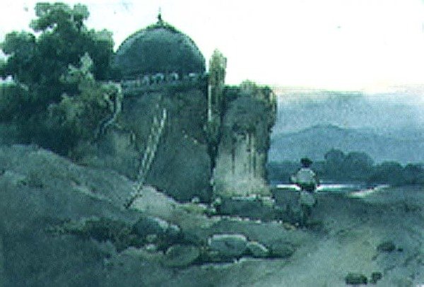Bir Mezar veya Bir Tapınağın Parçası by George Chinnery