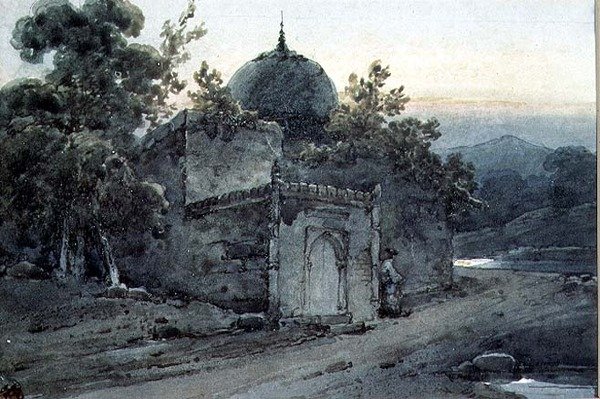 Bir Mezar veya Bir Tapınağın Parçası by George Chinnery