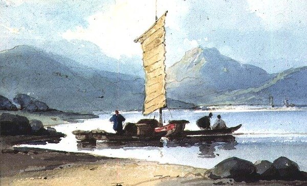 Sarı Yelkenli Tekne, Çin by George Chinnery
