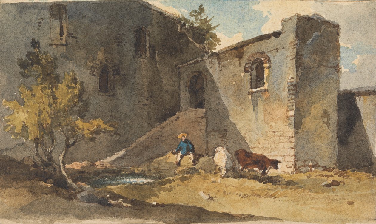 Bir Binanın Gölgesinde Duran Sığır Figürü by George Chinnery