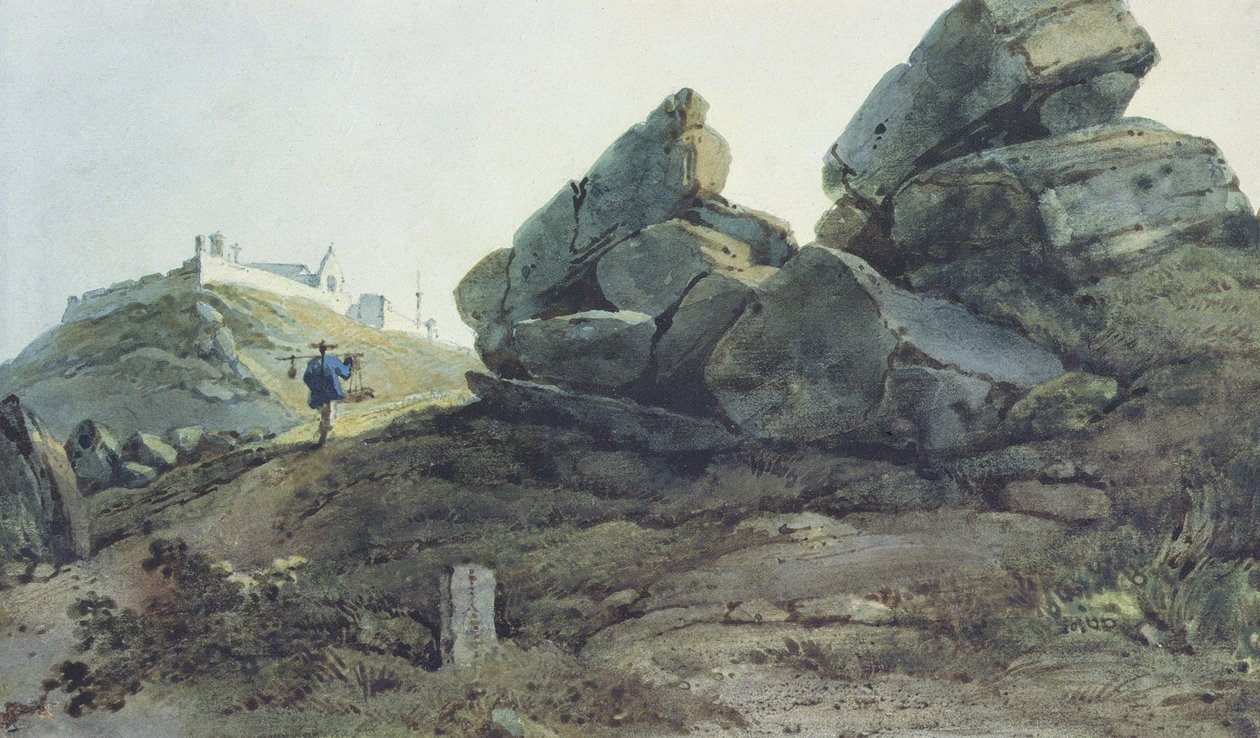 Rocks and a Hill Manastırı, Çin by George Chinnery