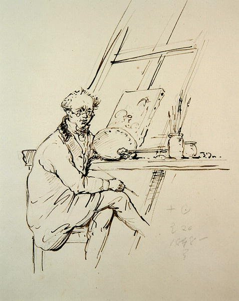 Otoportre (kağıt üzerinde kalem ve mürekkep) by George Chinnery