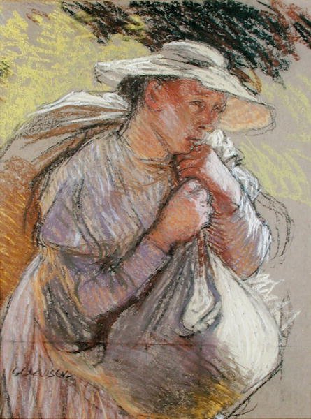 Köylü Kadın (kağıt üzerinde pastel) by George Clausen