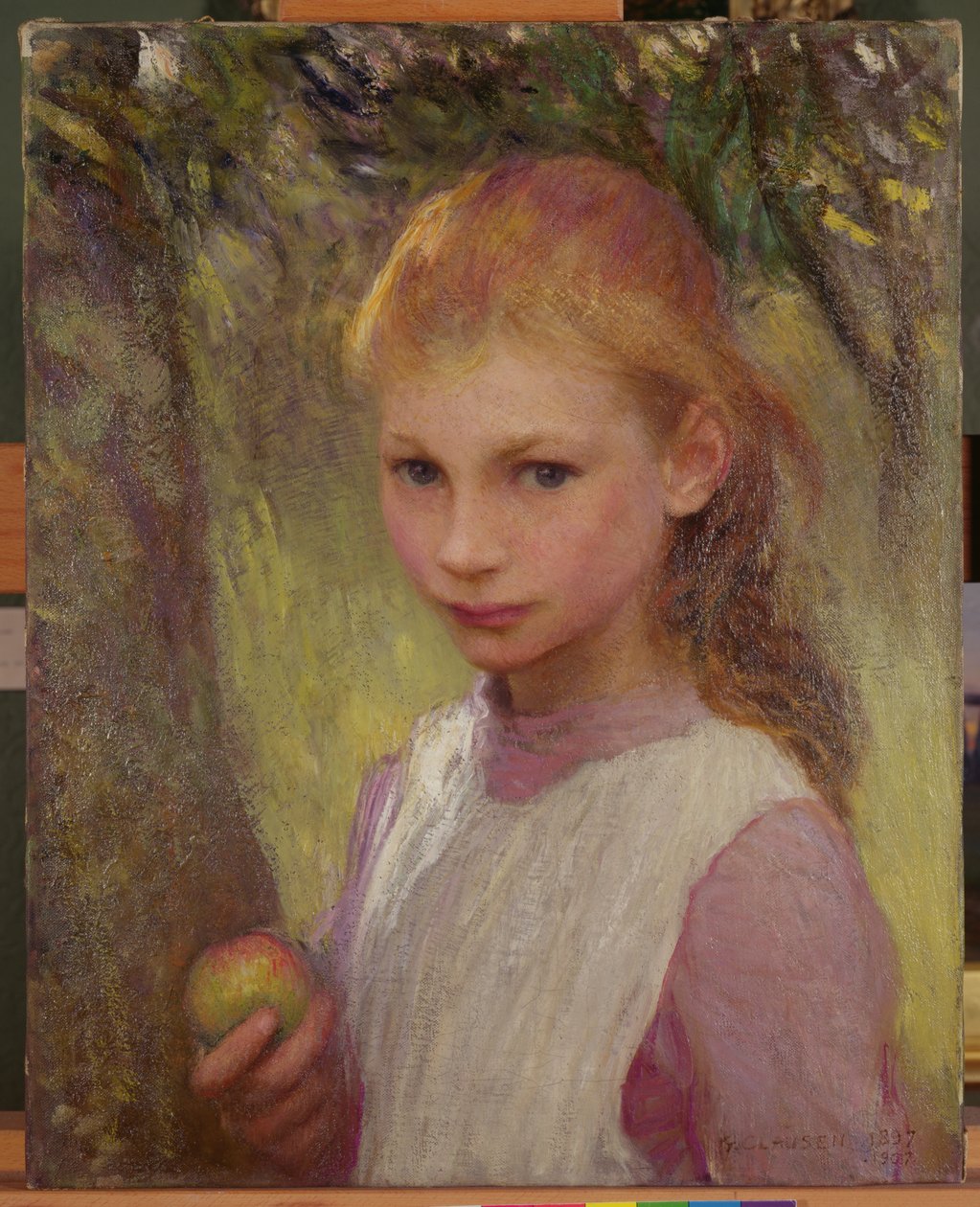 Utangaç Çocuk 1897, yeniden işlenmiş 1907 (tuval üzerine yağlı boya) by George Clausen