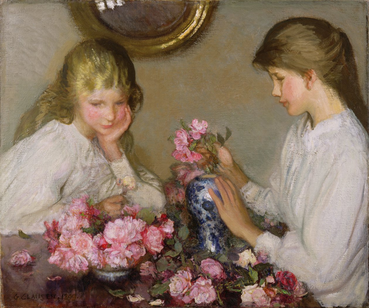 Pozie Düzenleyen İki Kız by George Clausen
