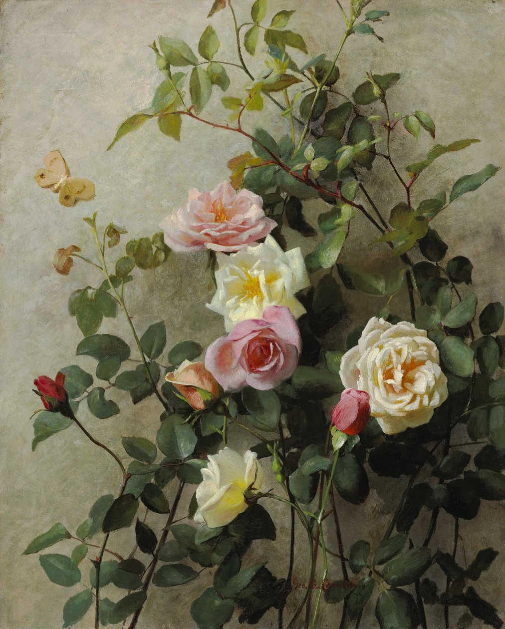 Duvardaki Güller, 1877 by George Cochran Lambdin