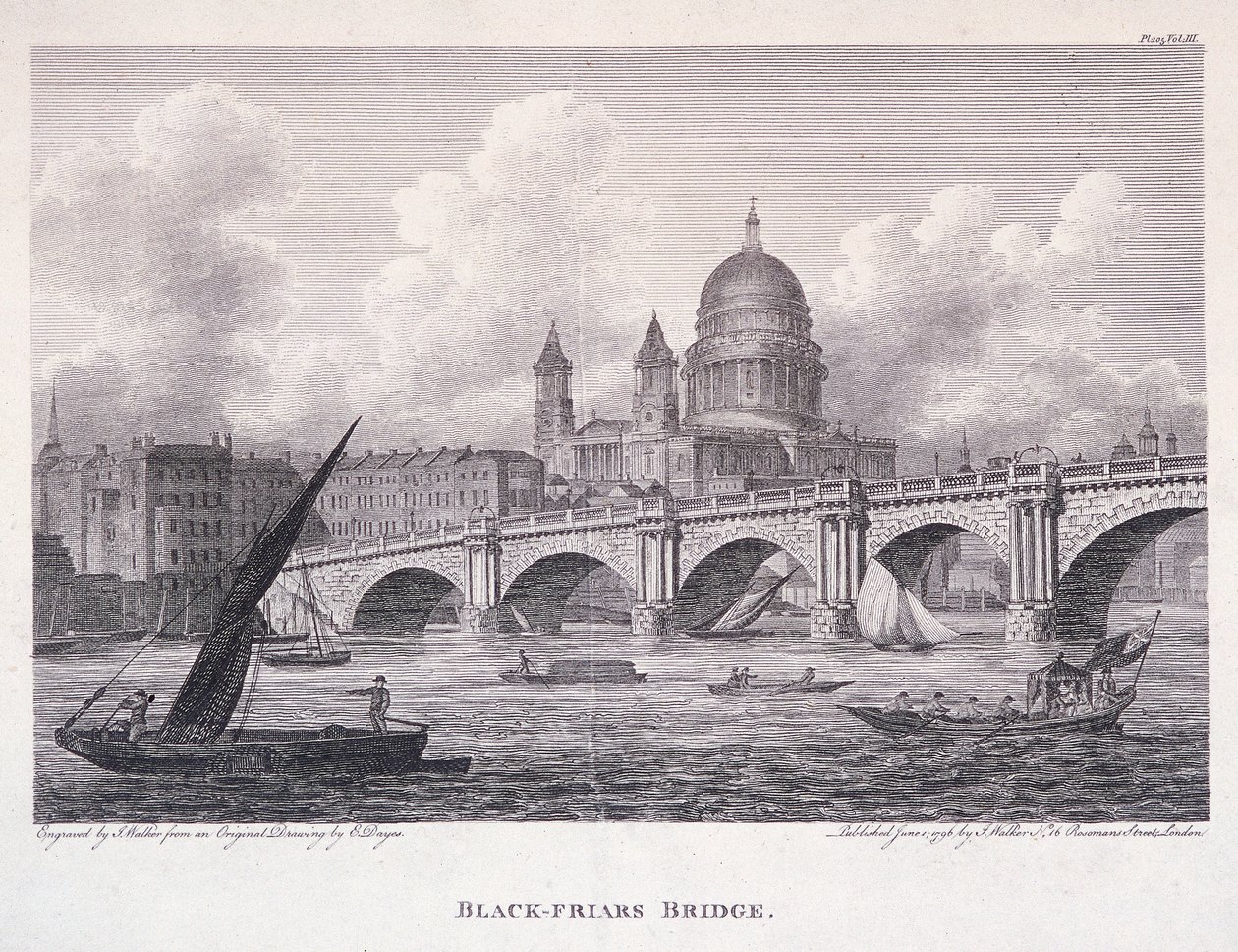 Blackfriars Köprüsü, Londra, 1827 by George Cooke