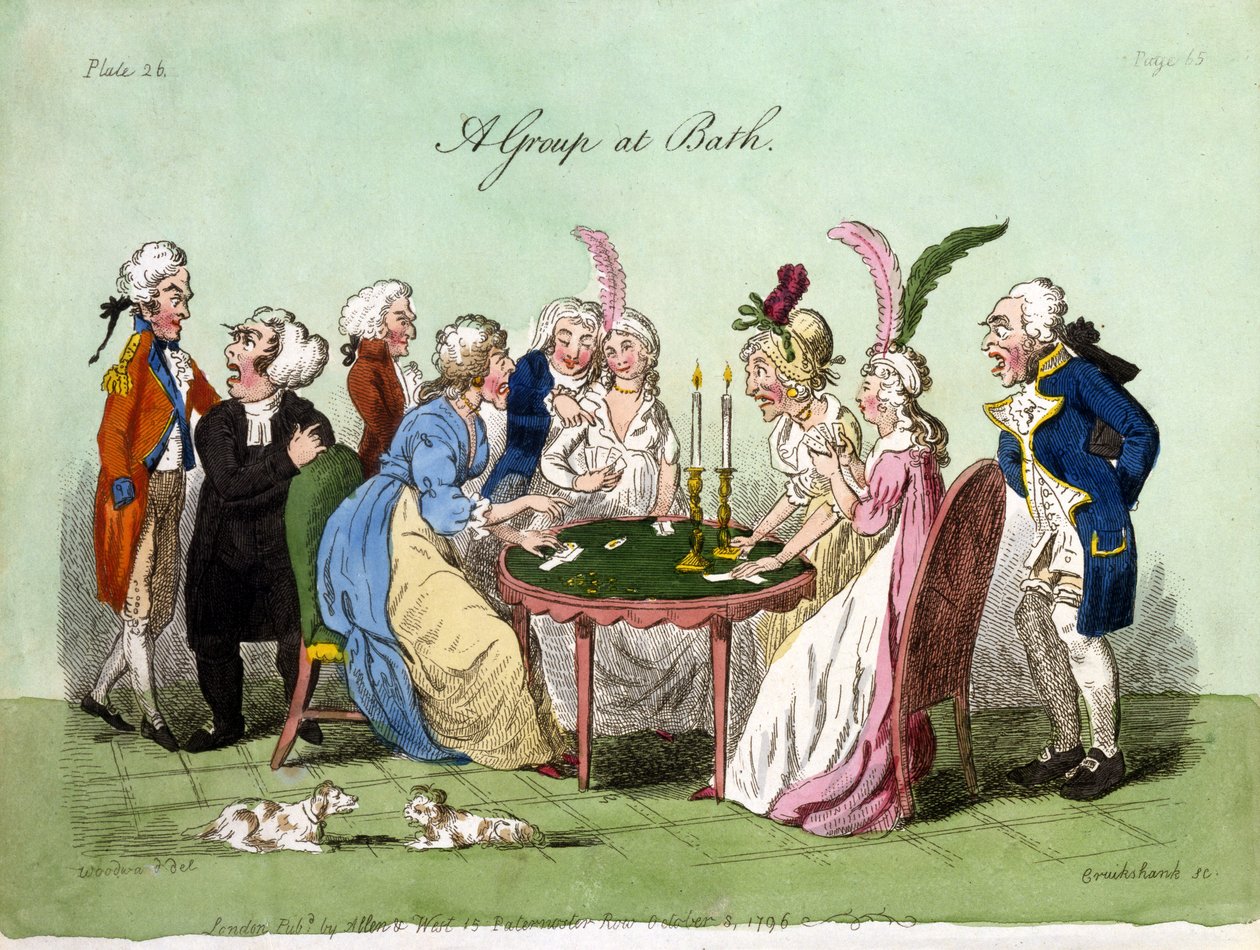 Bath'da A Grubu, 1796 (el boyaması aquatint) by George Cruikshank
