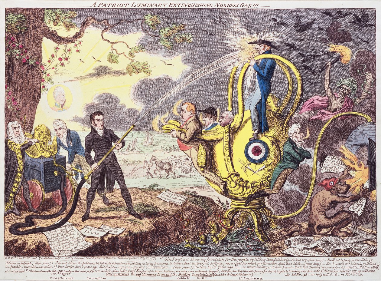 Zehirli Gazı Söndüren Bir Vatansever Armatür!!! 1817 by George Cruikshank