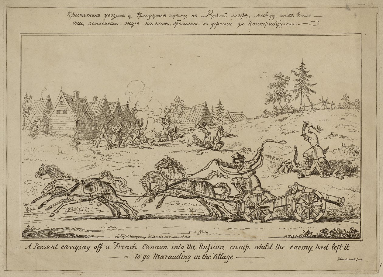 Bir Köylü, Düşman Köyde Yağmacılığa Gitmek İçin Onu Bırakmışken Rus Kampına Fransız Topu Taşıyarak, 8 Haziran 1813