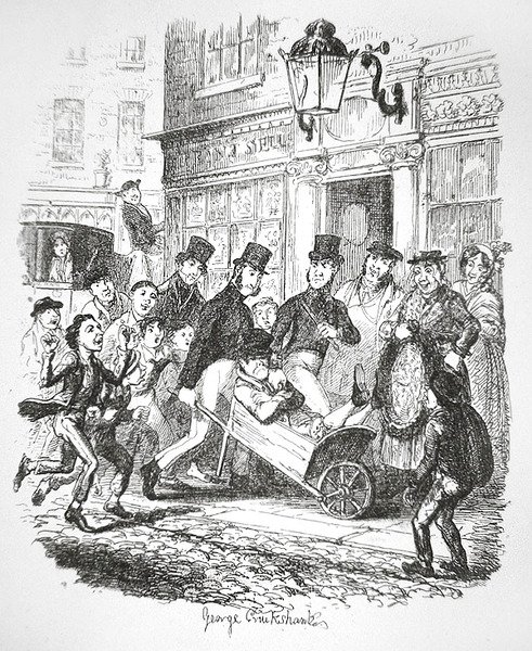 Gözaltında Bir Yankesici, c.1835 (gravür) by George Cruikshank