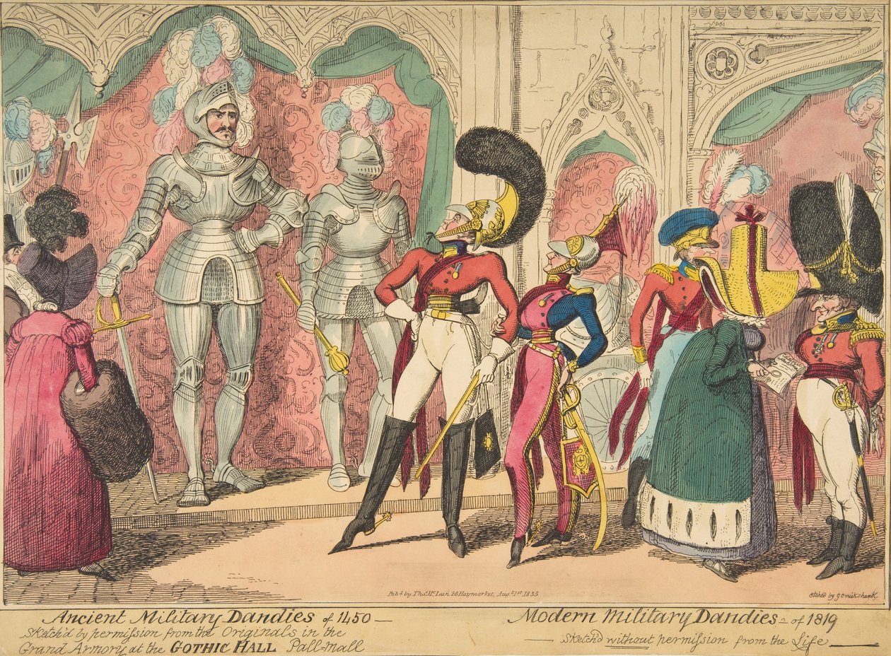 1450 Eski Askeri Dandies - 1819 Modern Askeri Dandies, 1 Ağustos 1835., 1 Ağustos 1835. by George Cruikshank
