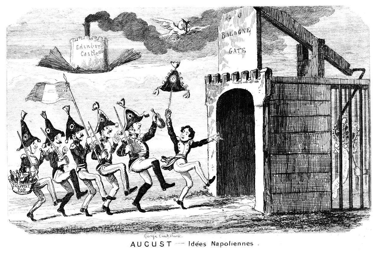 Ağustos - Idees Napoliennes, 19. yüzyıl. by George Cruikshank