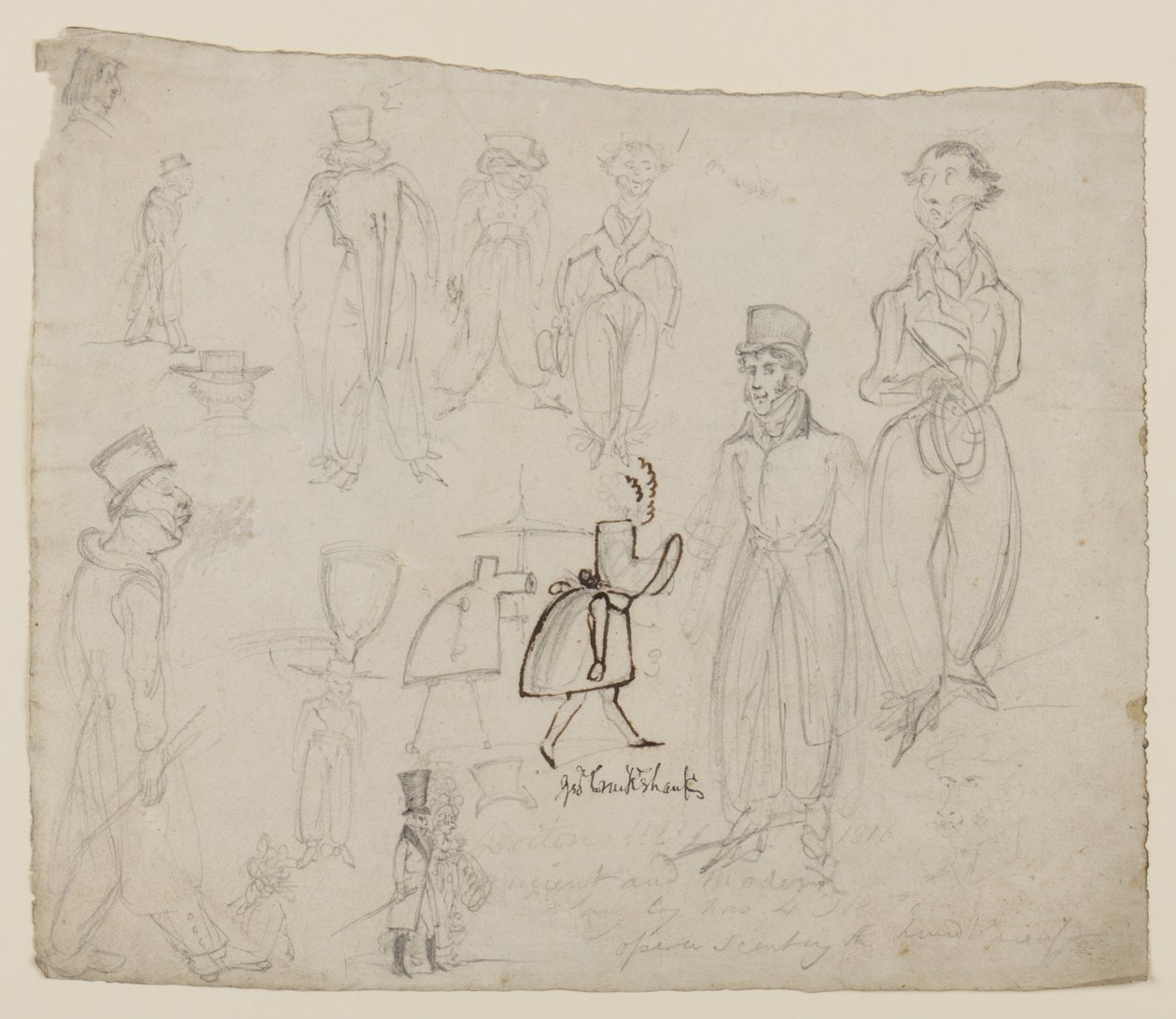 Karakter çalışmaları (kalem, kalem ve kağıt üzerine mürekkep) by George Cruikshank