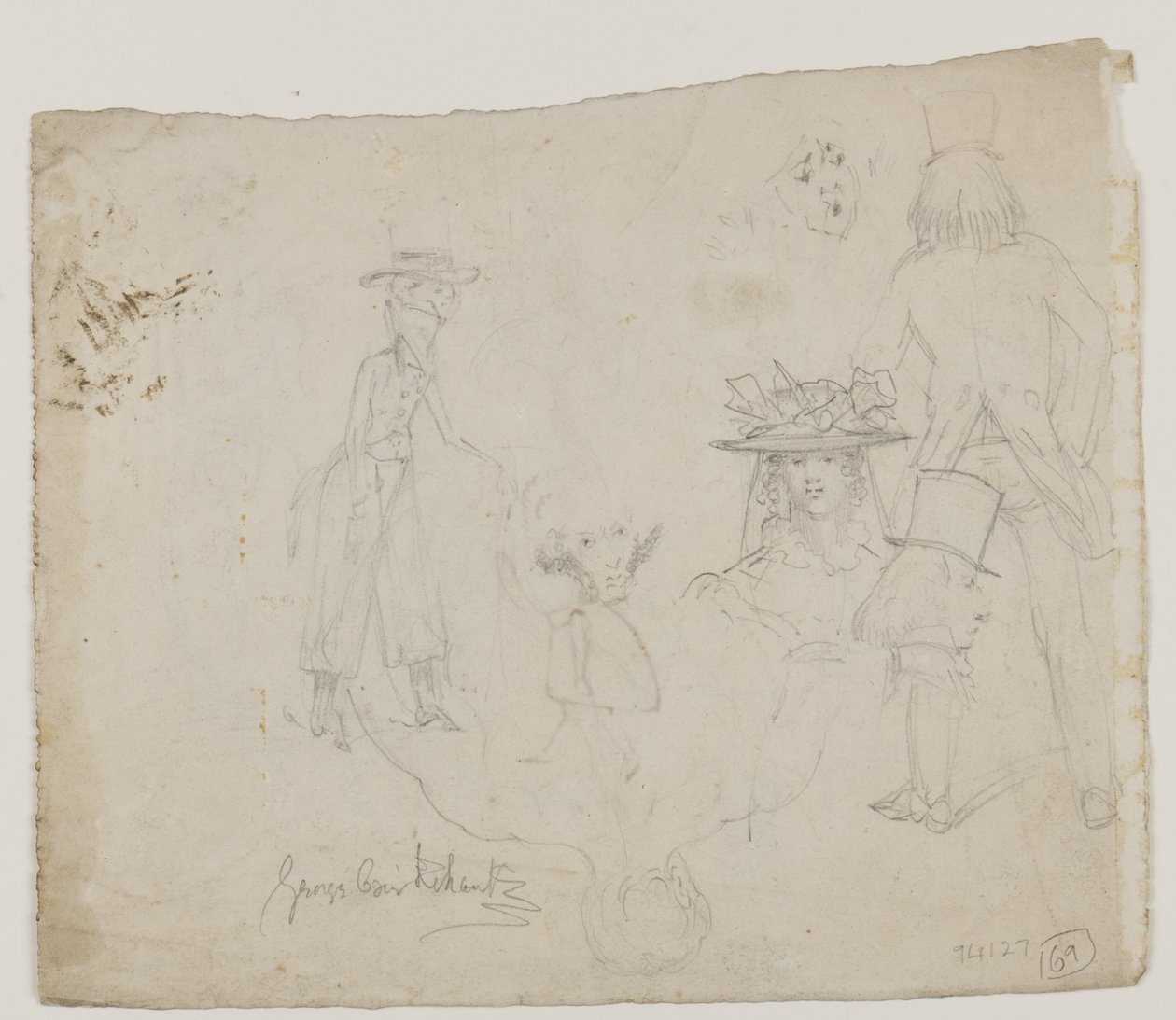 Karakter çalışmaları (kalem, kalem ve kağıt üzerine mürekkep) by George Cruikshank