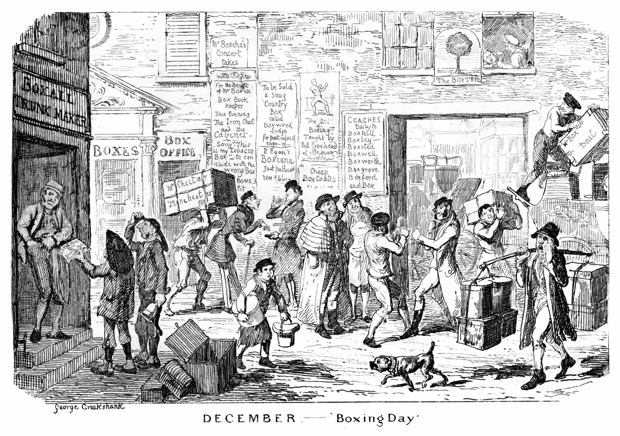 Aralık - Boks Günü, 19. yüzyıl. by George Cruikshank