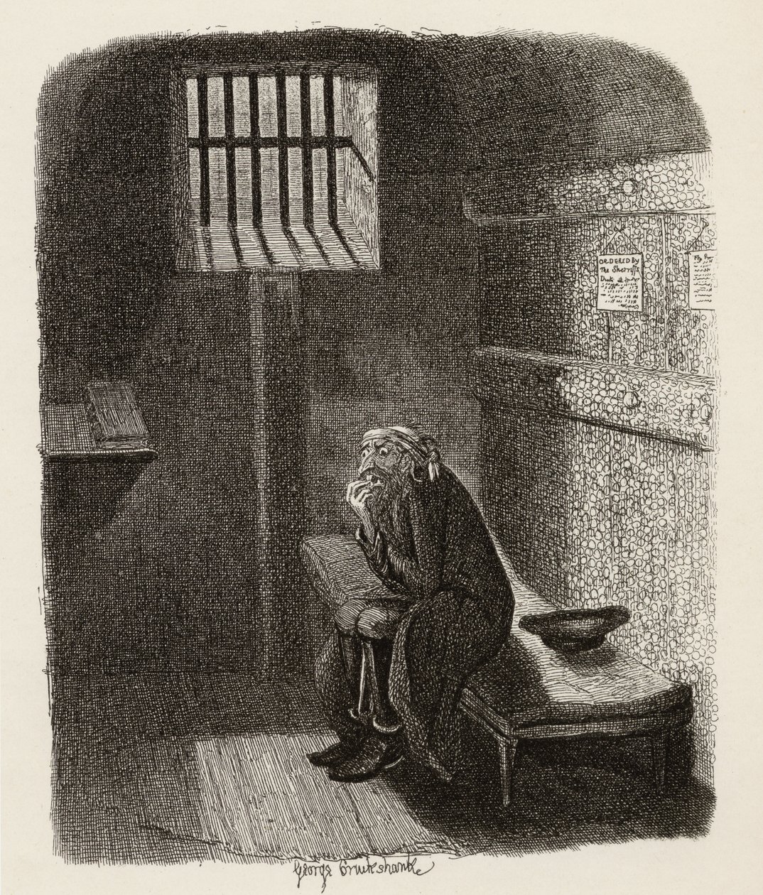 Mahkum hücrede Fagin, Charles Dickens (1812-70) tarafından yazılan 
