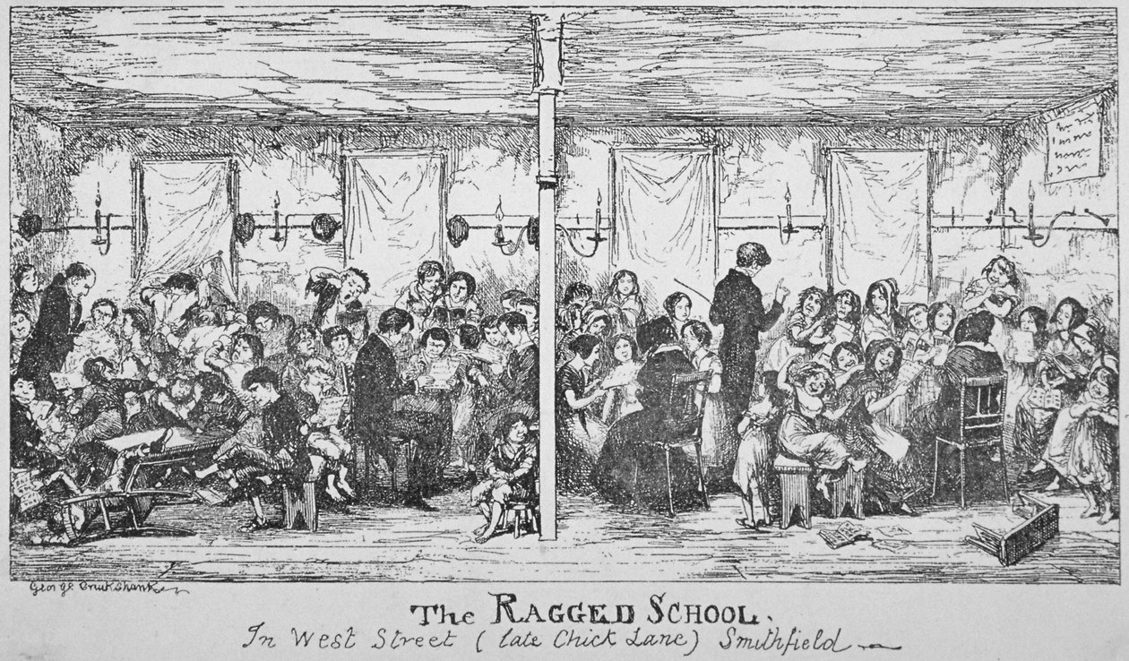Field Lane Ragged Okulu, Smithfield, Londra Şehri, 1850 by George Cruikshank