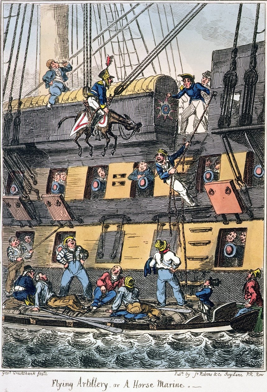 Uçan Topçu veya A Horse Marine (renkli gravür) by George Cruikshank
