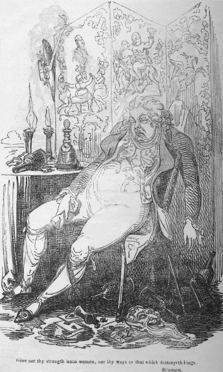 Gücünü kadınlara verme, yollarını da kralları yok eden şeylere verme, c1820. by George Cruikshank