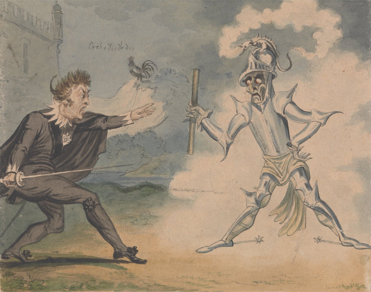 Hamlet ve Hayalet, c. 1825 by George Cruikshank