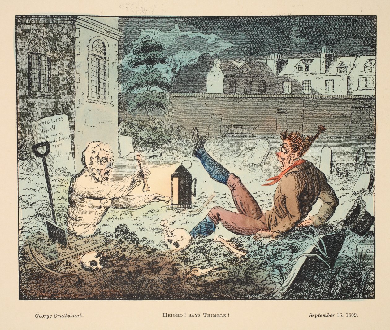 Merhaba! Yüksük diyor!, pub. 1809 (el renkli gravür) by George Cruikshank