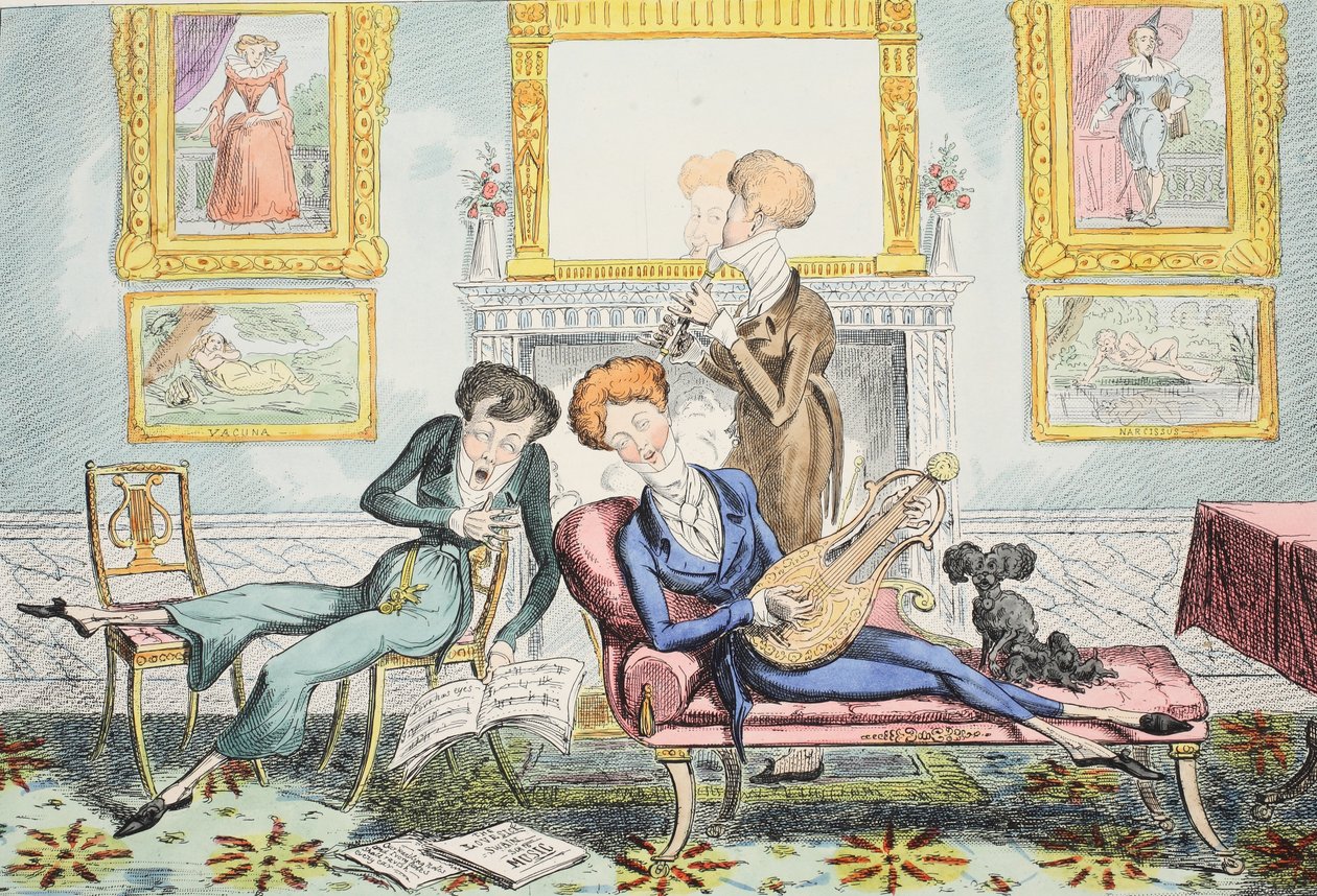 Sinek kuşları veya A Dandy Trio, pub. 1835. by George Cruikshank