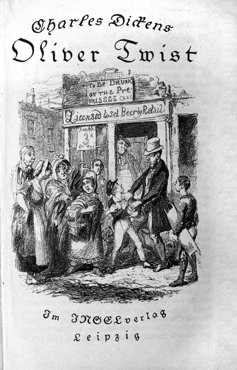 “Olivier Twist” (Olivier) için Charles Dickens (1812-1870), George Cruikshank (1792-1878) için çizim. by George Cruikshank