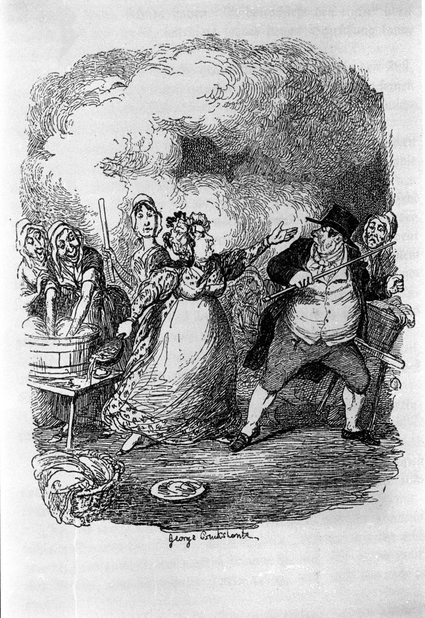 Charles Dickens (1812-1870), George Cruikshank (1792-1878) tarafından “” Oliver Twist” (Olivier) için çizim. by George Cruikshank