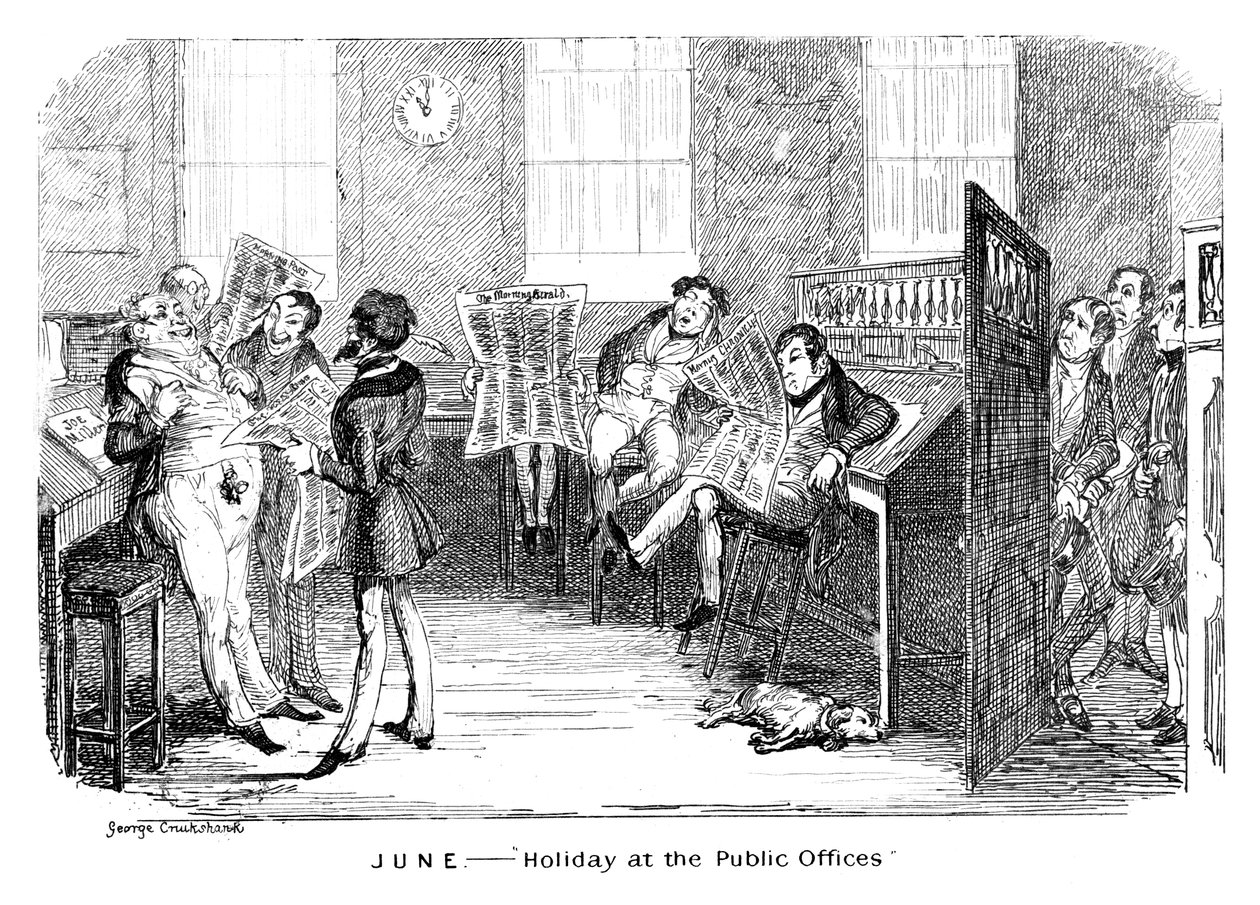 Haziran - Kamu Bürolarında Tatil, c1836. by George Cruikshank