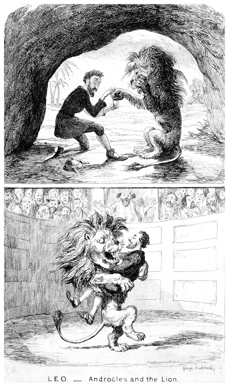 Aslan - Androkles ve Aslan, 19. yüzyıl. by George Cruikshank