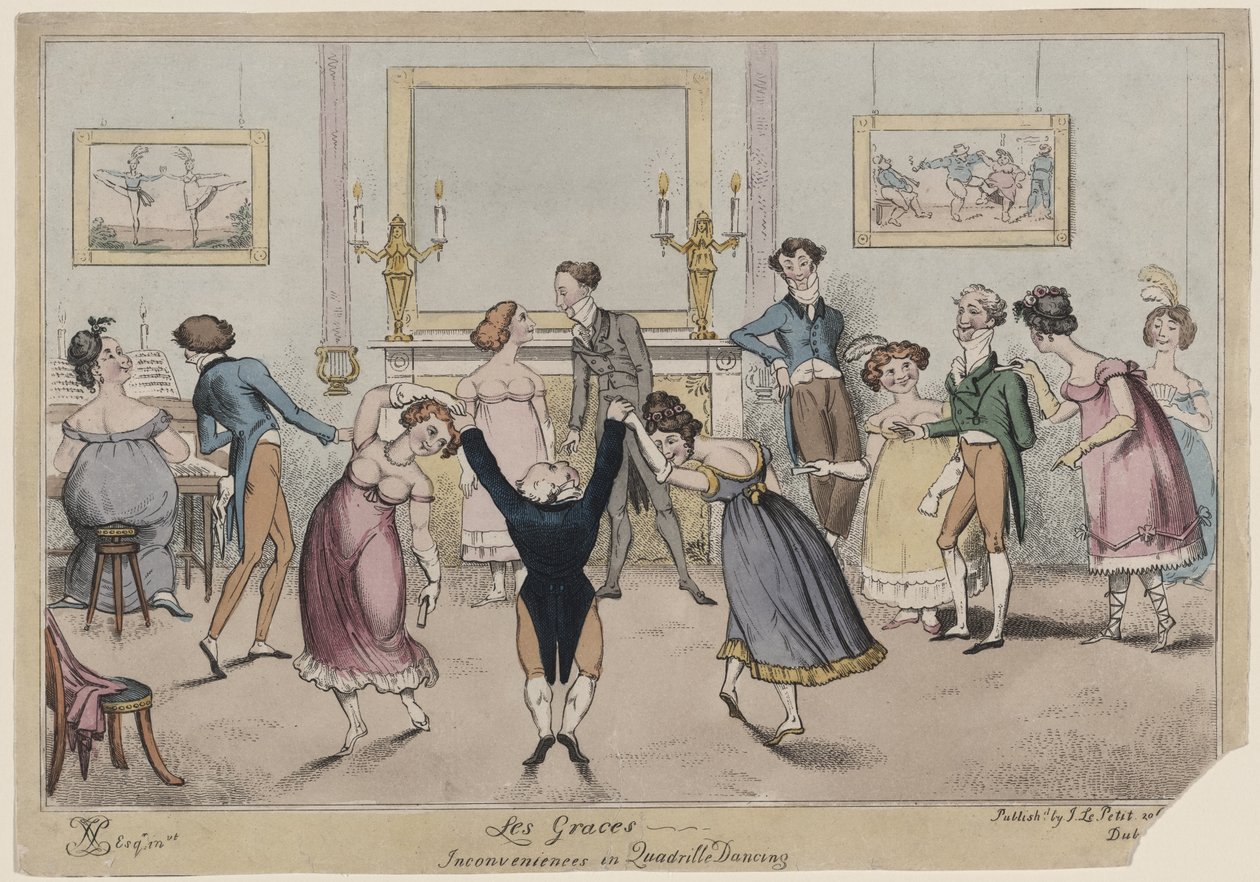 Les Graces, Quadrille Dansında Rahatsızlıklar by George Cruikshank