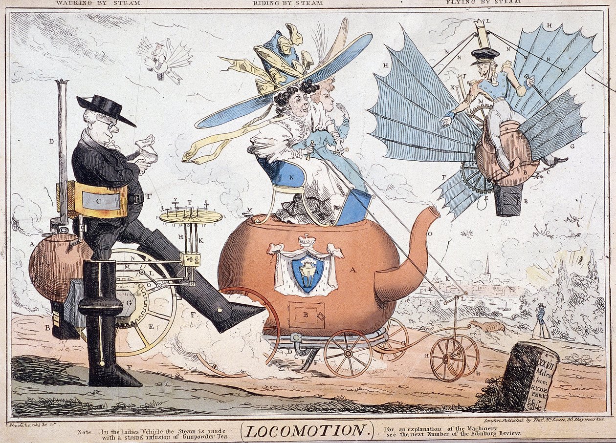 'Lokomosyon', Londra, c1820 by George Cruikshank