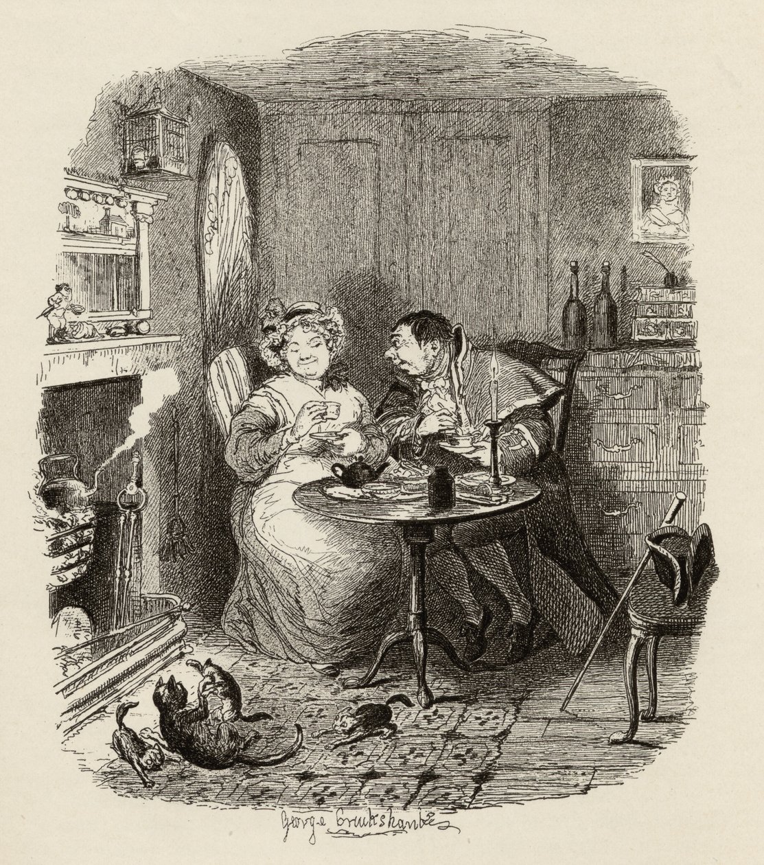 Bay Bumble ve Bayan Corney, Charles Dickens (1812-70) tarafından yazılan 