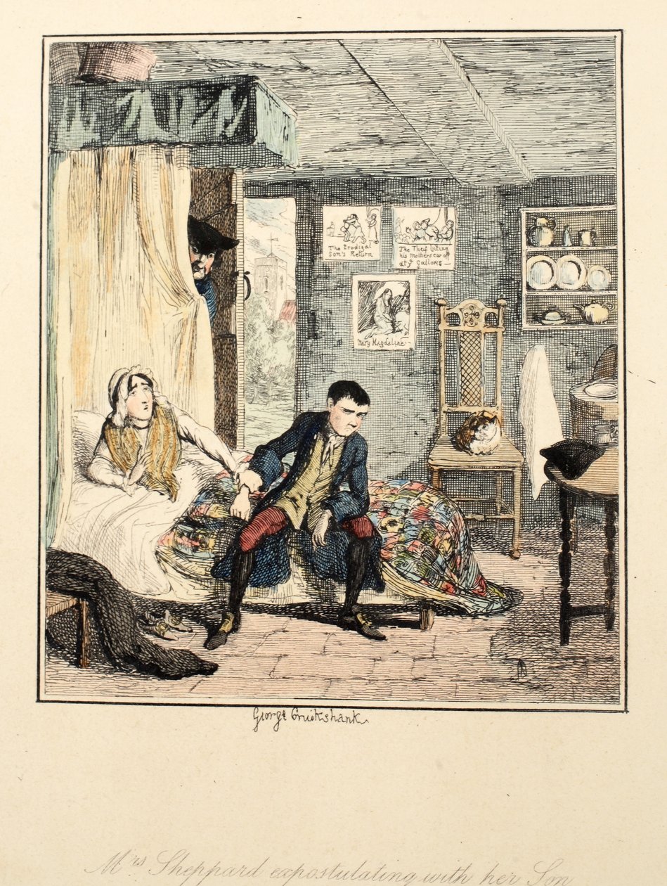 Bayan Sheppard oğluyla yorum yapıyor, Jack Sheppard: A Romance by William Harrison Ainsworth, 1839