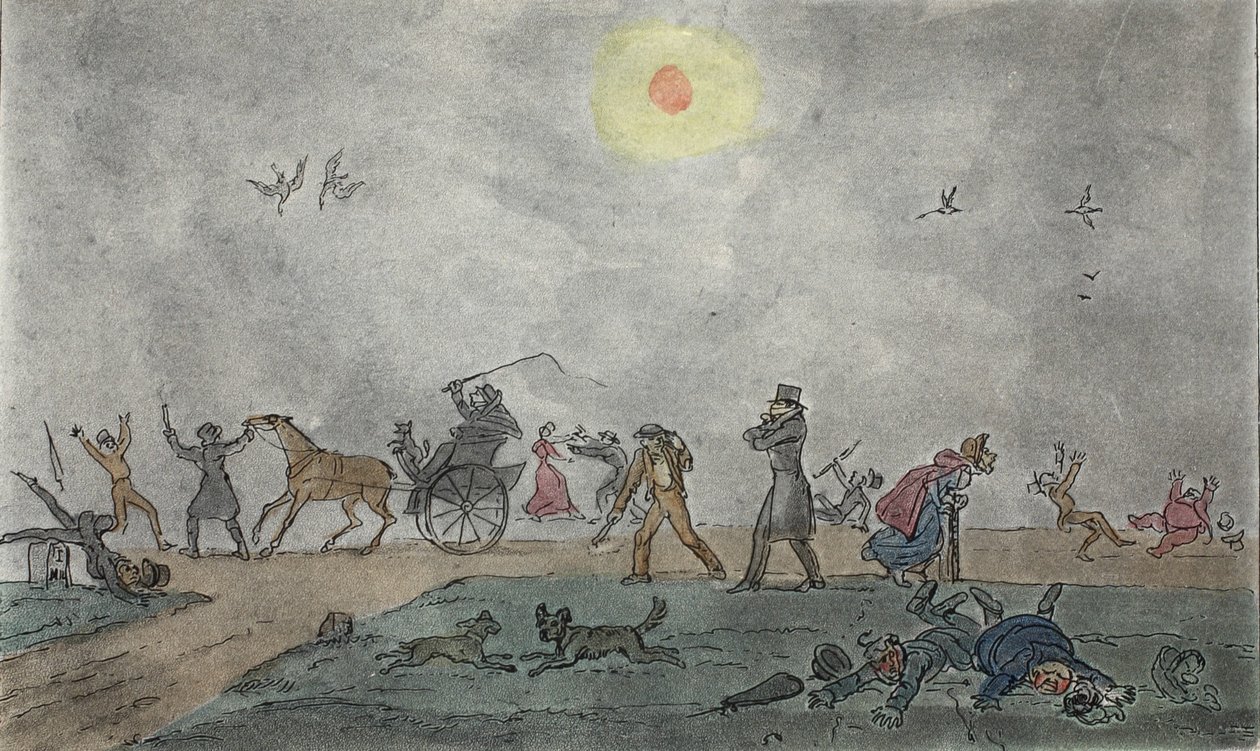 Kasım - (Eski Tarz) - Sisin ve pis havanın içinde gezinin, pub. 1835 (el renkli gravür) by George Cruikshank