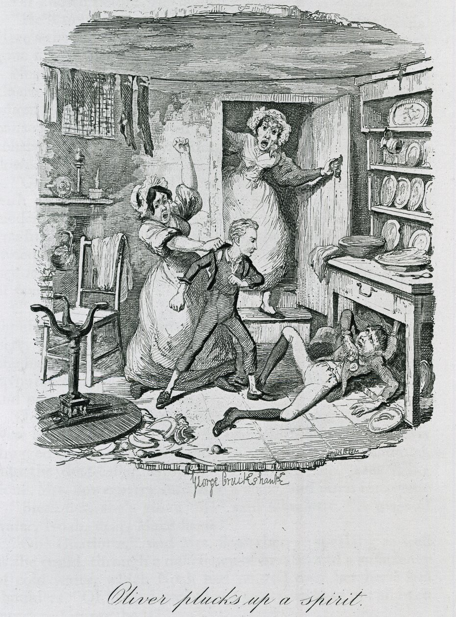 Oliver Bir Ruhu Yıkar, 1837 by George Cruikshank