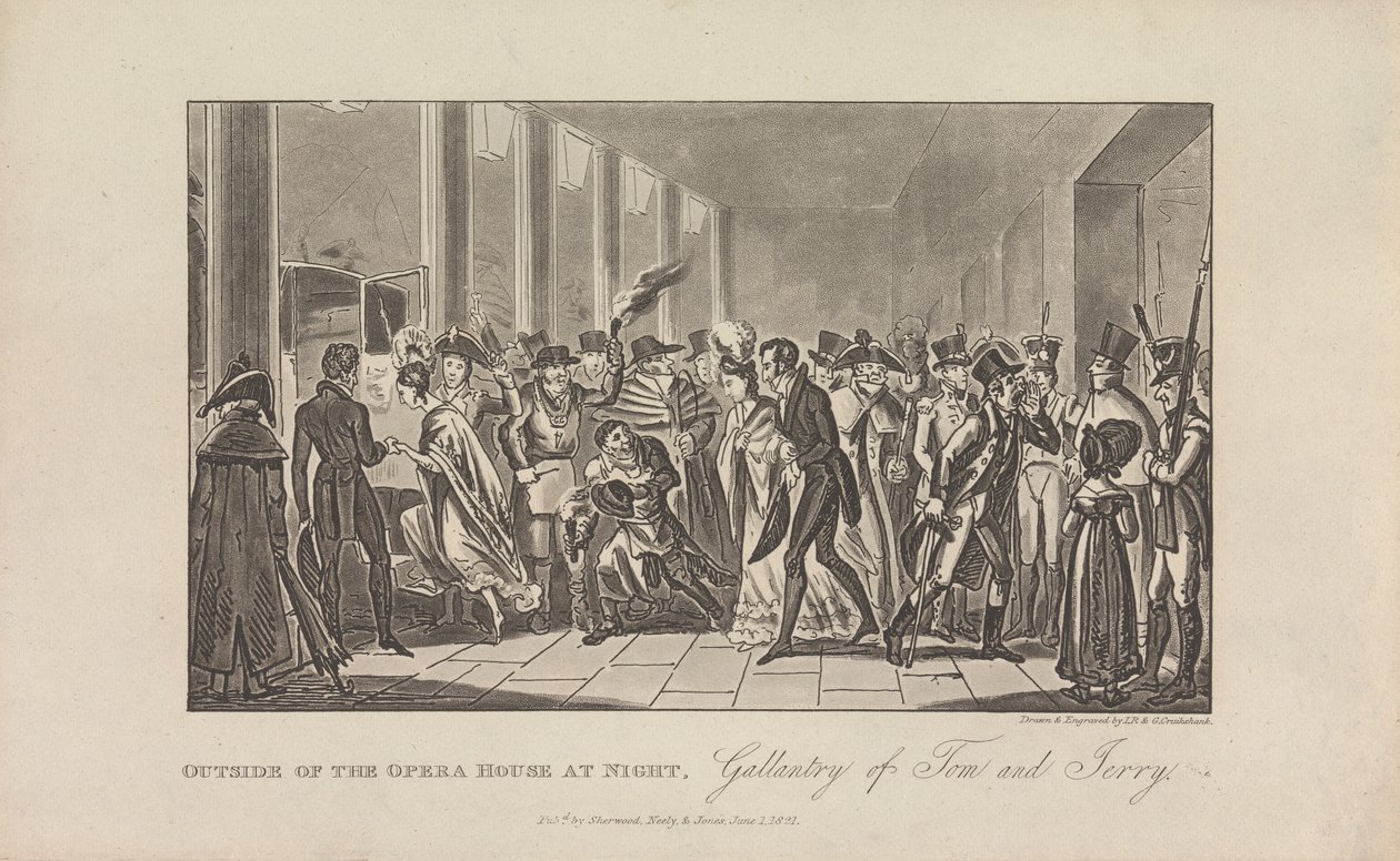 Geceleri Opera Binası Dışında by George Cruikshank