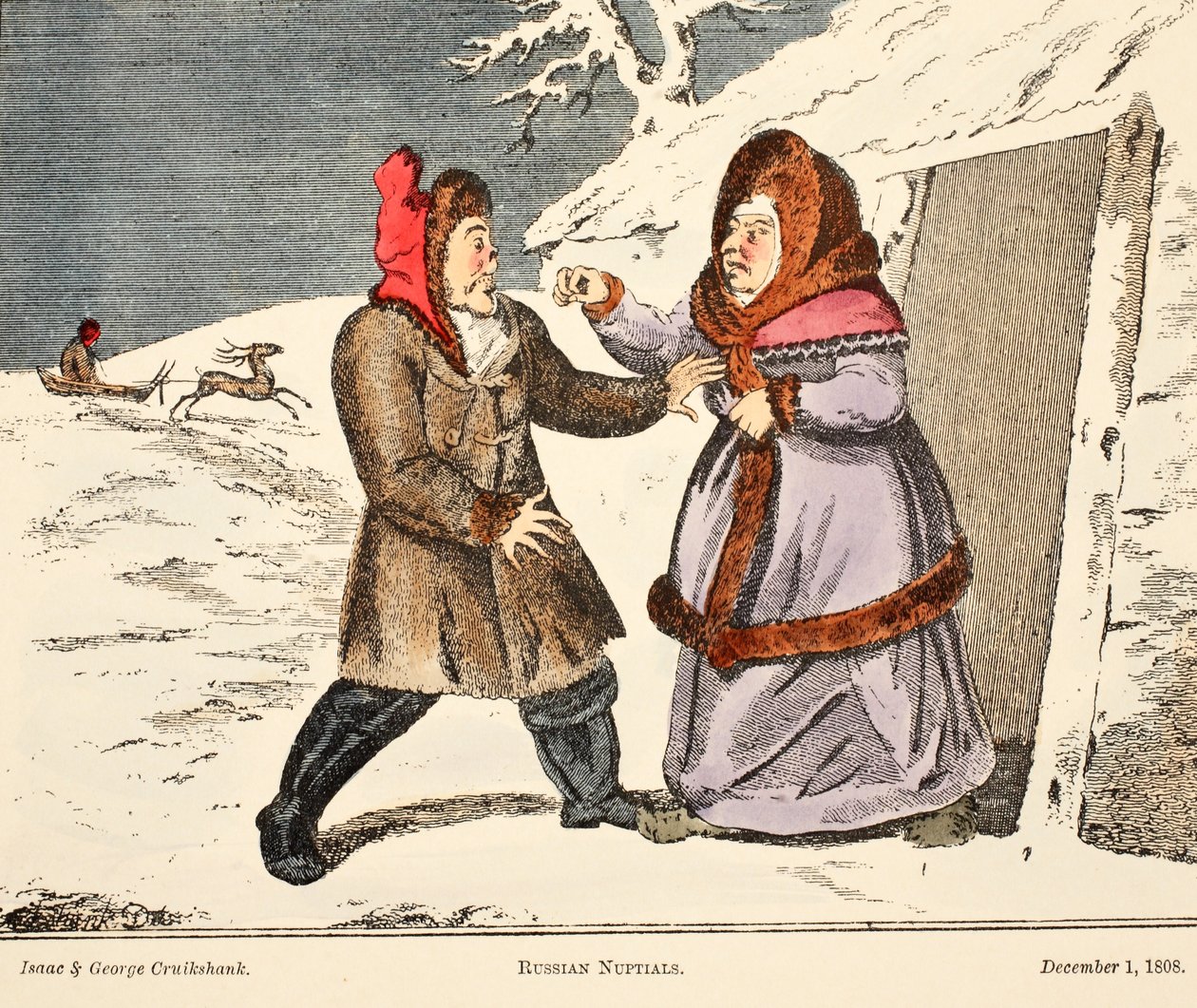 Rus Düğünleri, pub. 1808 (el renkli gravür) by George Cruikshank