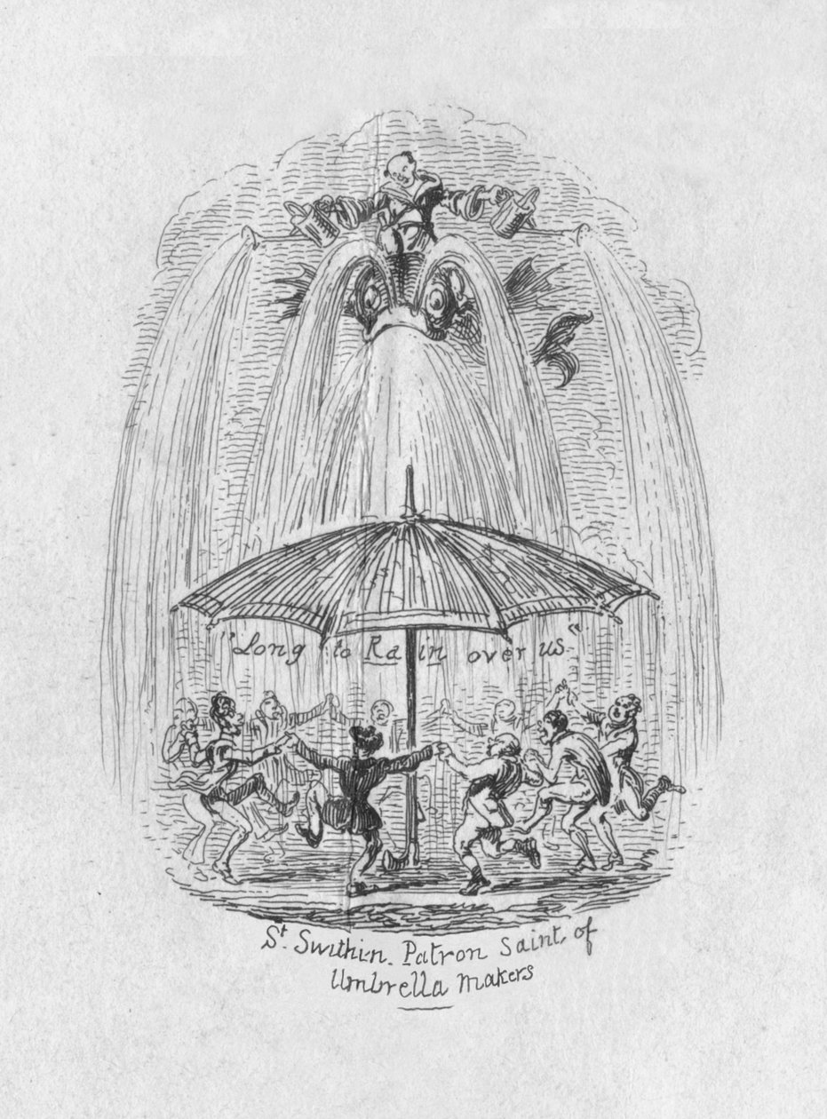 Şemsiye Yapıcılar Aziz Swithin Koruyucu Aziz, 1829 by George Cruikshank