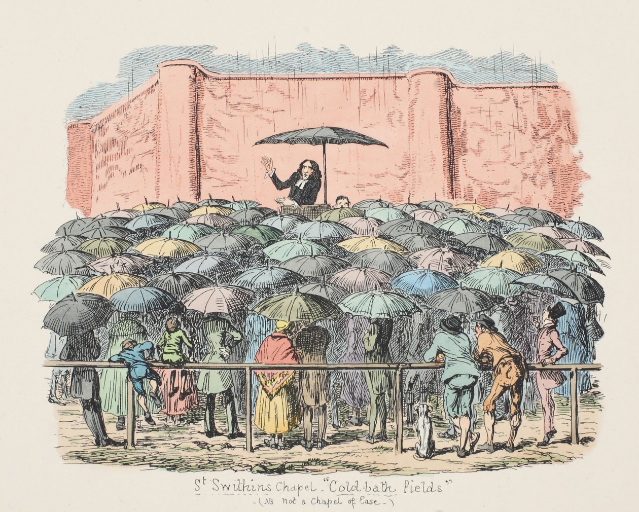 St Swithuns Şapeli Soğuk banyo alanları, pub. 1833 (el renkli gravür) by George Cruikshank