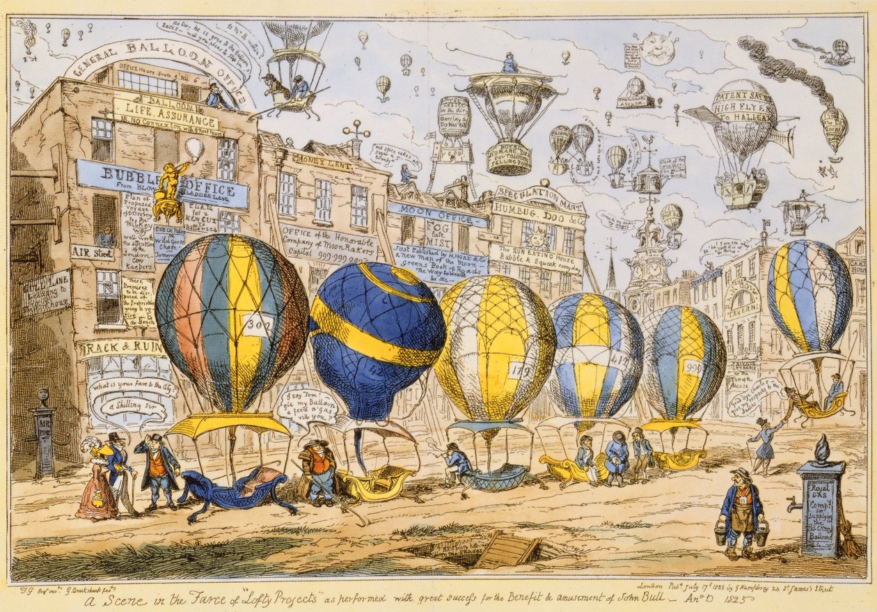 Taksi Balonları, pub. G. Humphrey tarafından, 1825 by George Cruikshank