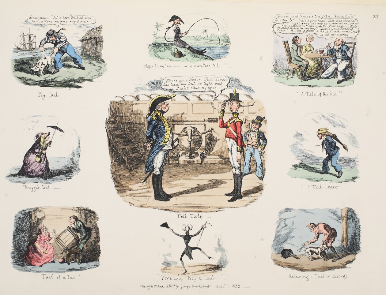 Masal anlat, bar. 1832 (el renkli gravür by George Cruikshank