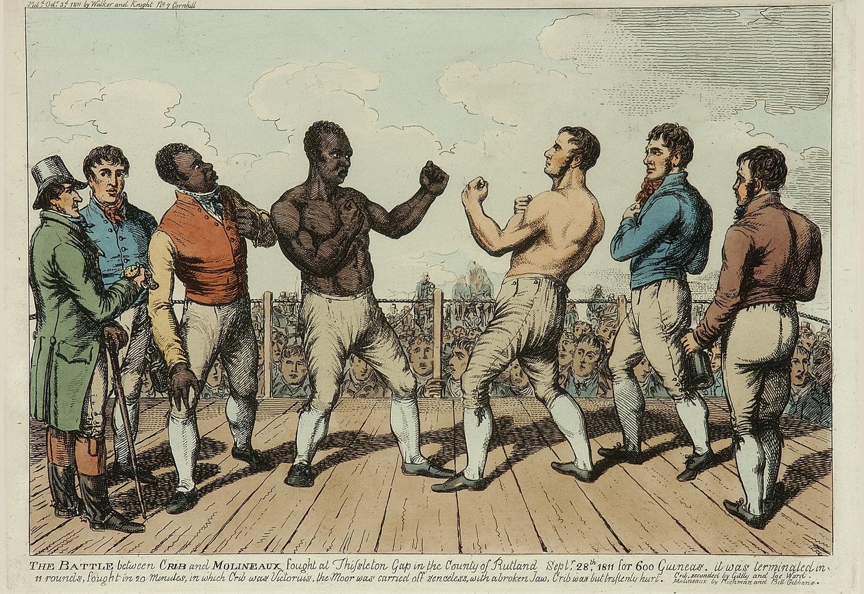Cribb ve Molineaux arasındaki Savaş (renkli gravür) by George Cruikshank