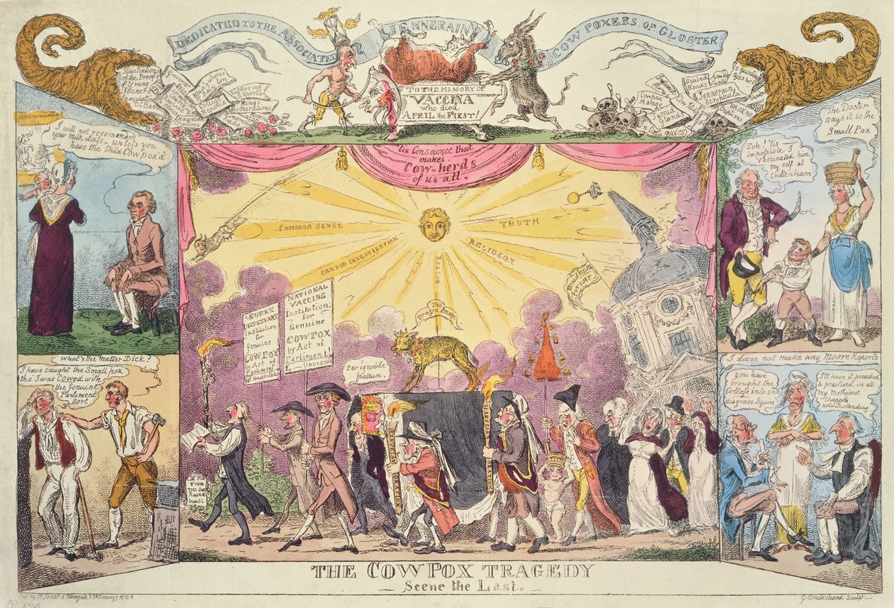 İnek Pox Trajedisi - Son Sahne (hiciv karikatürü) by George Cruikshank