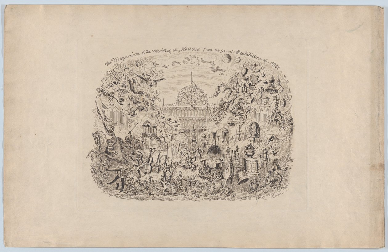 1851, 1851., 1851 Büyük Sergisinden Tüm Ulusların Eserlerinin Dağılımı. by George Cruikshank