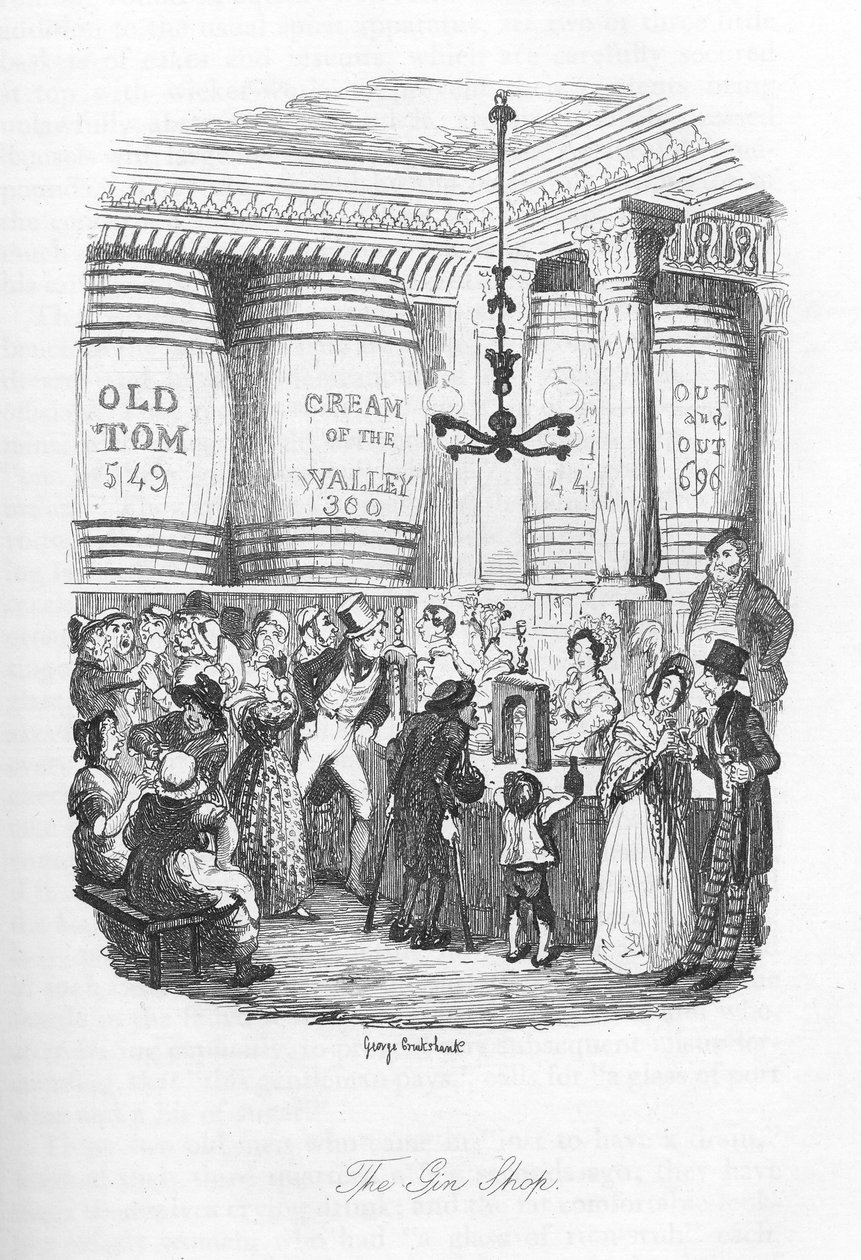 Cin dükkanı, c.1836 by George Cruikshank