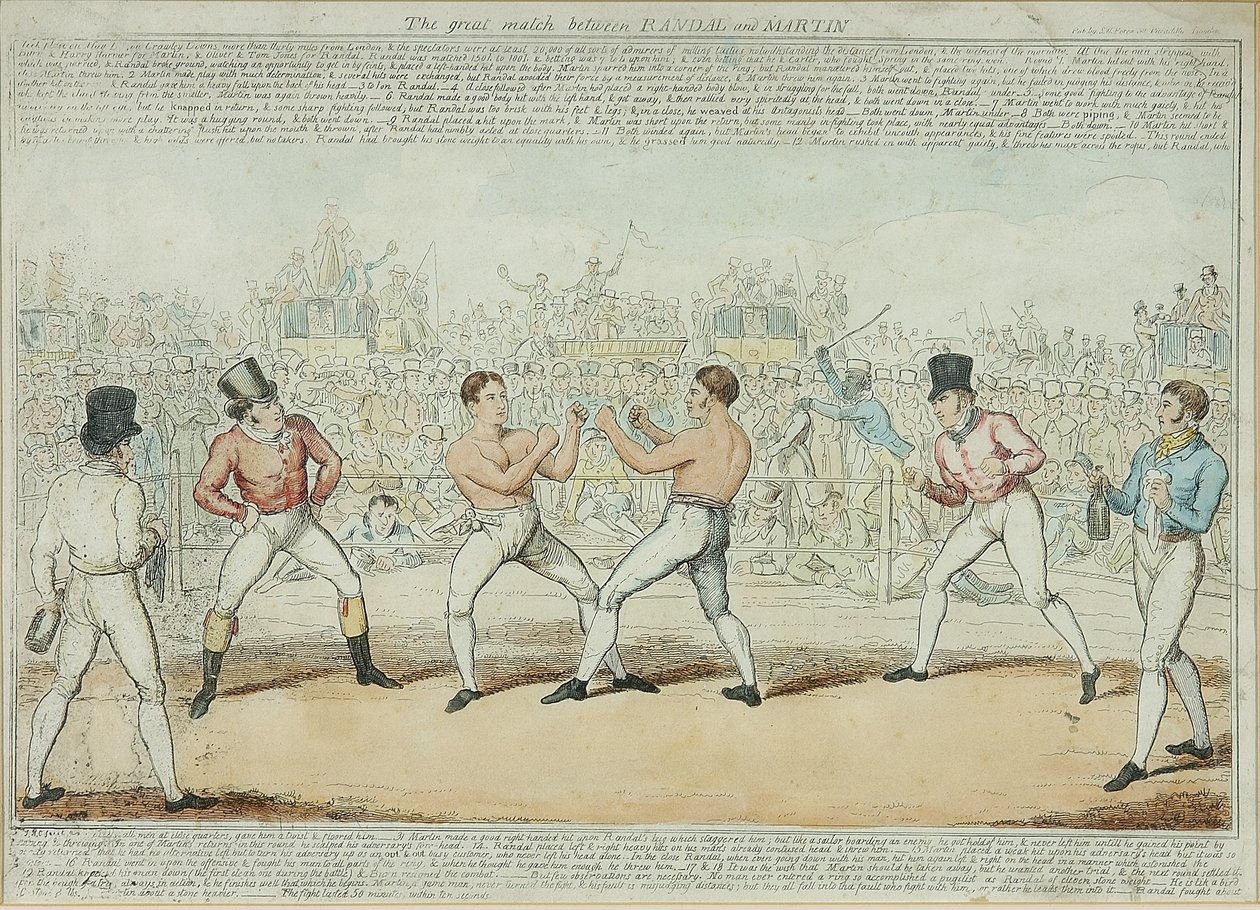 Randall ve Martin Arasındaki Büyük Maç (renkli gravür) by George Cruikshank